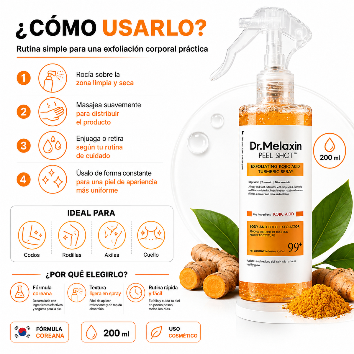 Dr. Melaxin Peel Shot™ – Spray Exfoliante Corporal Coreano